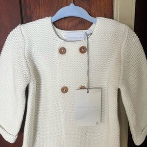 Elegant Baby cotton knit cardigan, white